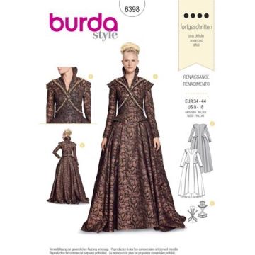 Burda Sewing Pattern 6398 - Women's Renaissance Dress 8-18 X06398BURDA 8-18