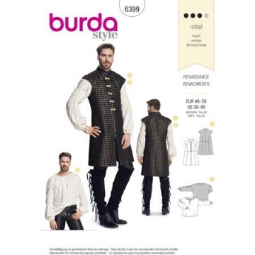 Burda Sewing Pattern 6399 - Men's Renaissance Shirt 38-48 X06399BURDA 38-48