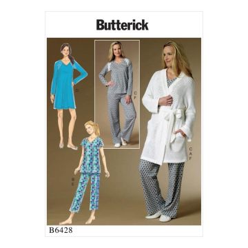 Butterick Sewing Pattern 6428 (AA) - Misses Pajamas & Robe 4-14 B6428Y 4-14
