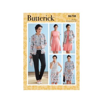 Butterick Sewing Pattern 6738 (A5) - Jacket Dress Top & Pants 6-14 B6738A5 6-14