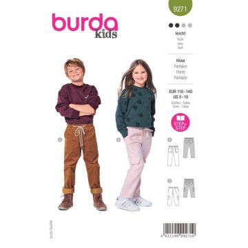 Burda Sewing Pattern 9271 - Childrens Slip On Trousers and Pants 5-10yrs B9271 5-10yrs