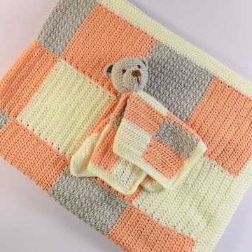Crocheted Gingham Blanket & Snuggly in WoolBox Imagine Lullaby Baby DK Kit