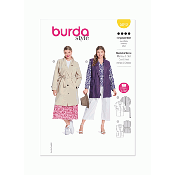 Burda Style Pattern 5840 (20-34) Misses Coat & Vest  20-34