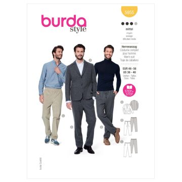 Burda Sewing Pattern 5955 - Men's Suit 36-46 5955 36-46