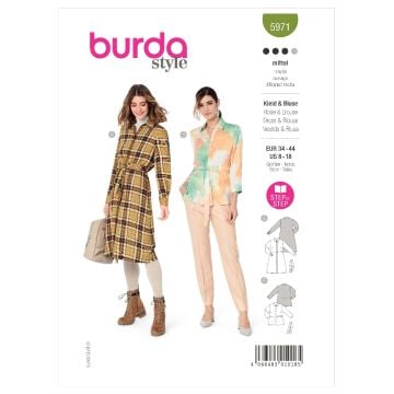 Burda Sewing Pattern 5971 - Misses Shirt Dress and Blouse 8-18 5971 8-18