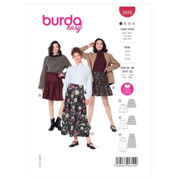 Burda Sewing Pattern 5978 - Misses Skirt with Elastic Waist 8-22 5978 8-22