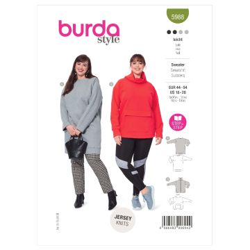 Burda Sewing Pattern 5988 - Misses Sweatshirts 5988 18-28