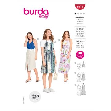 Burda Sewing Pattern 6118 - Misses Top and Dress 34-44 B6118 34-44