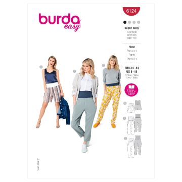 Burda Sewing Pattern 6124 - Misses Trousers and Pants 34-44 B6124 34-44