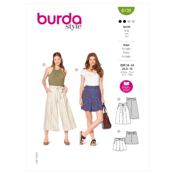 Burda Sewing Pattern 6138 - Misses Culottes and Trousers 34-44 B6138 34-44