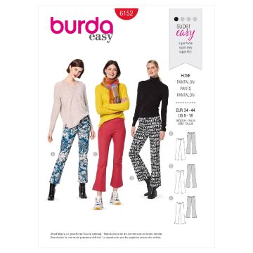 Burda Sewing Pattern 6152 - Misses Flared Trousers or Pants 34-44 B6152 34-44