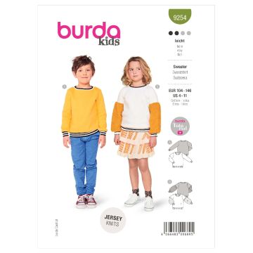 Burda Sewing Pattern 9254 - Children's Sweatshirt 4-11 9254 4-11