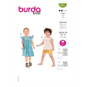 Burda Sewing Pattern 9281 - Childrens Top and Dress 104-140 B9281 104-140