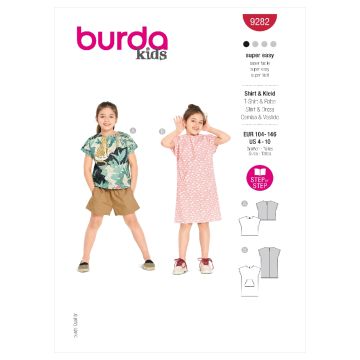 Burda Sewing Pattern 9282 - Childrens Top and Dress 104-140 B9282 104-140