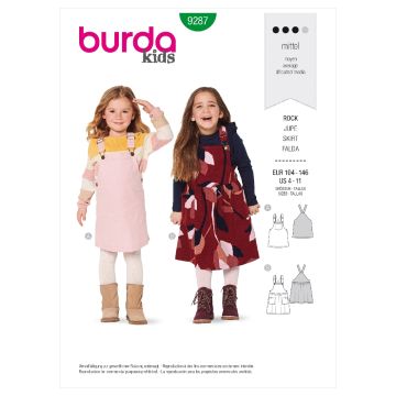 Burda Sewing Pattern 9287 - Childrens Bibbed Skirt Pinafore 104-146 B9287 104-146