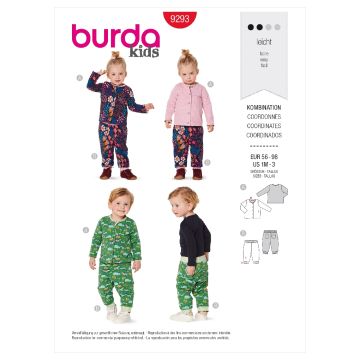Burda Sewing Pattern 9293 - Babies Reversible Jacket & Pants 56-98 B9293 56-98