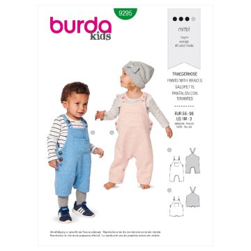 Burda Sewing Pattern 9295 - Babies Bibbed Trousers Pants and Overalls 56-98 B9295 56-98