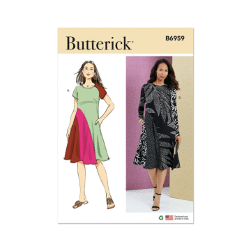 Butterick Sewing Pattern 6959 (Y5) Misses' Dress with Short and Long Sleeves  18-20-22-24-26