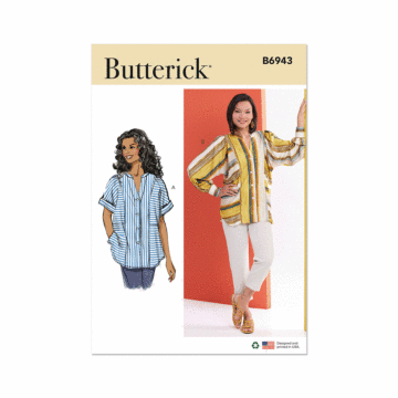Butterick Sewing Pattern 6943 (B5) Misses Top with Short or Long Sleeves  8-16