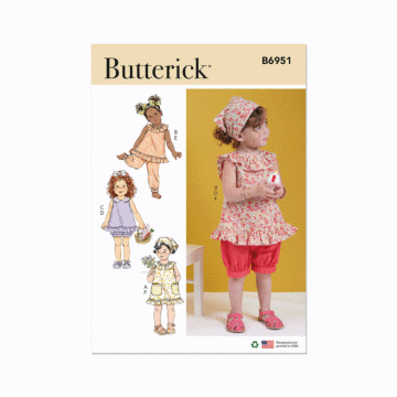 Butterick Sewing Pattern 6951 (A) Toddlers Dress Tops Pants & Kerchief  6M-4Y