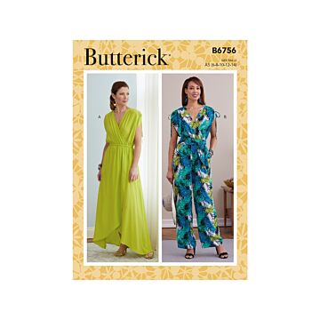 Butterick Sewing Pattern 6756 (A5)  Misses Dress & Jumpsuit 614