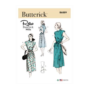 Butterick Sewing Pattern 6889 (A5)  Misses Side Button Dress 614
