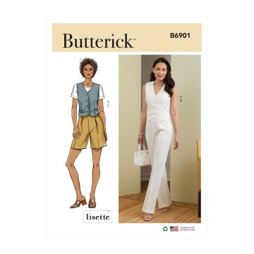 Butterick Sewing Pattern 6901 (A5)  Misses Vest Pants & Shorts 614