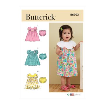 Butterick Sewing Pattern 6903 (A5)  Infants Dress & Panties NBXL