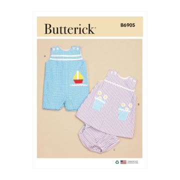 Butterick Sewing Pattern 6905 (A5)  Infants Dress & Panties NBXL
