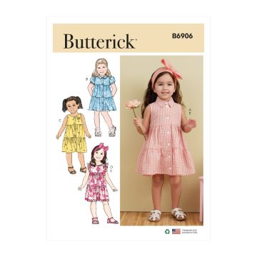 Butterick Sewing Pattern 6906 (A)  Toddlers Dress & Headband 6m4y
