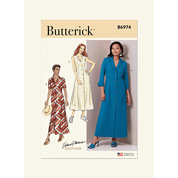 Butterick Sewing Pattern 6974 (B5) Misses' Shirt Dress with Sleeve Variation  8-10-12-14-16