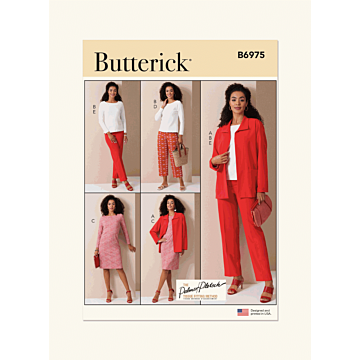 Butterick Sewing Pattern 6975 (F5) Misses' Jacket, Knit Top, Dress & Pants  8-10-12-14-16