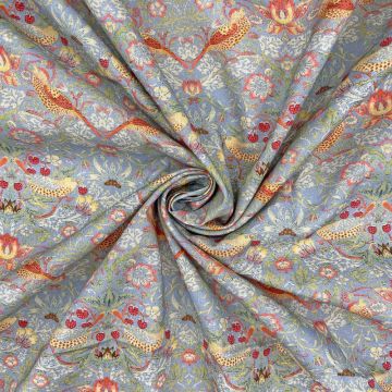 William Morris Strawberry Thief Cotton Fabric Azure 140cm