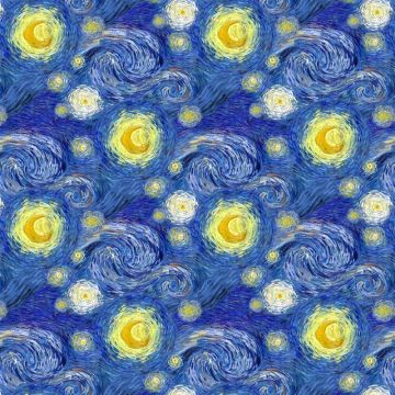 Starry Night Cotton Fabric Blue 140cm