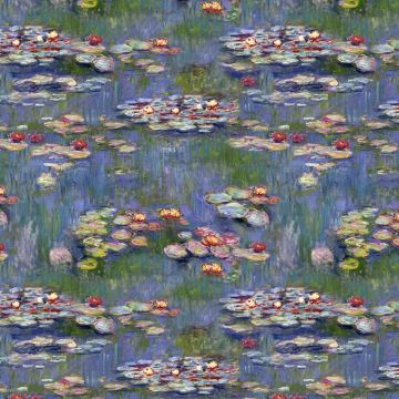 Water Lily Cotton Fabric Blue 140cm