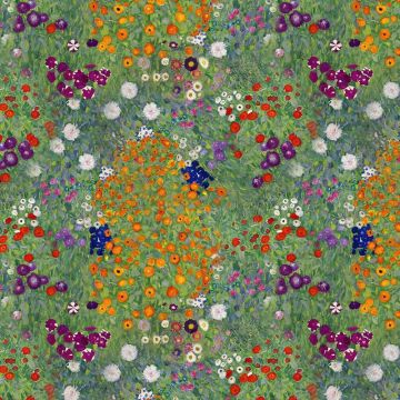 Flower Garden Cotton Fabric Green 140cm