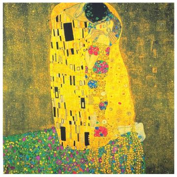 Gustav Klimt The Kiss Cotton Panel Fabric Yellow 140cm