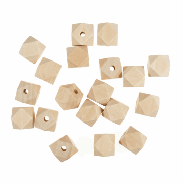 Trimits pack of Square Beech Wooden Beads Natural 20mm x 50pcs