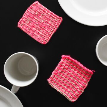 Billy Coasters Knitting Pattern by Emma Munn in Sirdar Happy Cotton DK & Ricorumi Neon DK