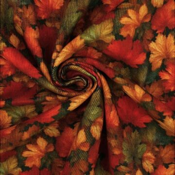 Leaf me alone Needlecord Fabric Multi 112cm