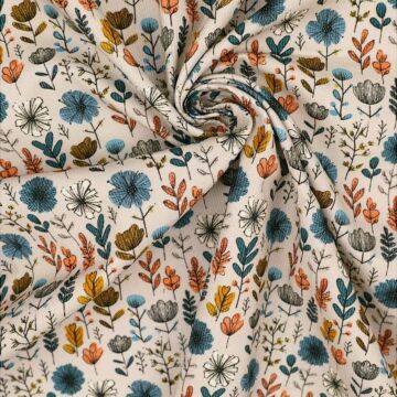 Wildflower Scatter Needlecord Fabric Beige 112cm