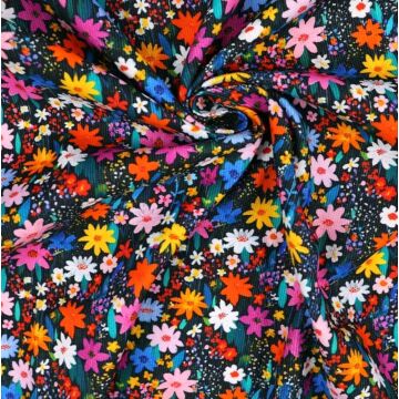 Dark Meadow Ditsy Needlecord Fabric Navy 112cm