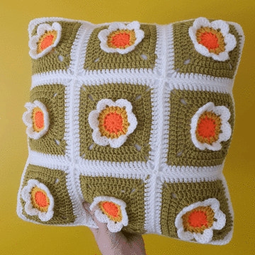 Flower Power Cushion Crocheted Pattern Kit by Zoe Potrac in Stylecraft Special DK