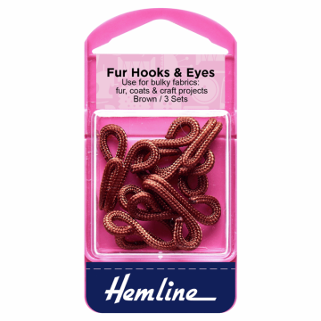 Hemline Fur Hook and Eyes Brown Size 3 x 3pcs