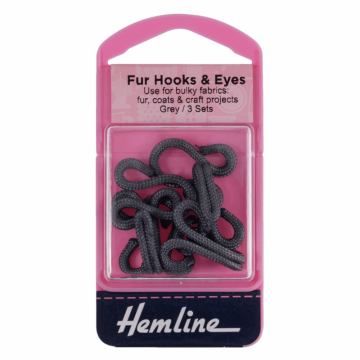 Hemline Fur Hook and Eyes Grey Size 3 x 3pcs