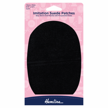 Hemline Sew In Imitation Suede Patches Black 10cm x 15cm