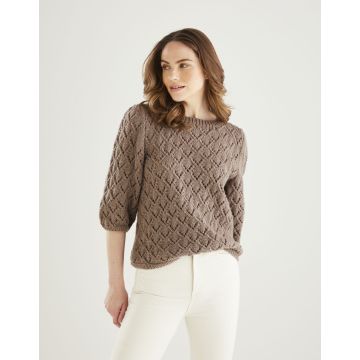 Knitting Pattern Download Short Sleeve Sweater Bonus Aran 10604 32in to 54in