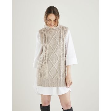 Knitting Pattern Download Sleevless Cable Tunic Bonus Aran 10608 32in to 54in