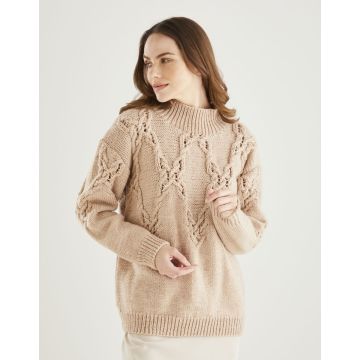 Knitting Pattern Download Eyelet Lace Sweater in Bonus Aran 10610 32in to 54in