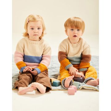Sirdar Baby Colour Block Sweater in Snuggly DK Knitting Pattern Download 5487 